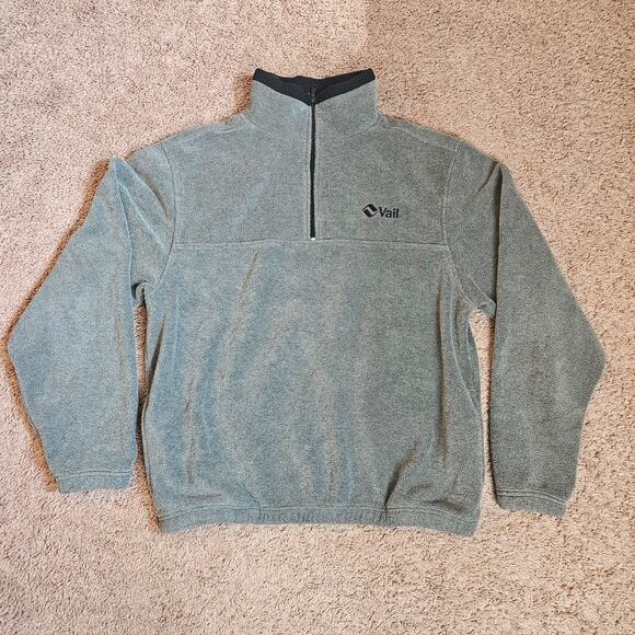 Vtg Vail Sweater Pullover Mens Large Gray Fleece Colorado Ski Snowboard Casual - Picture 1 of 14